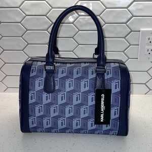 NEW Karl Lagerfeld Adele Monogram Satchel Indigo